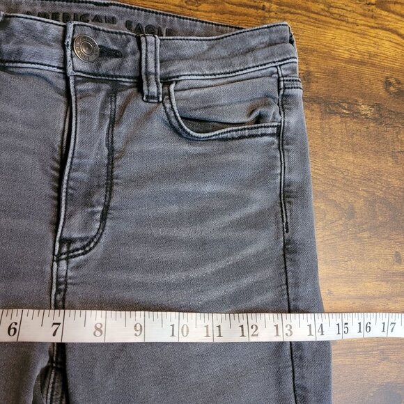 American Eagle 2 R Next Level Stretch Jegging Hi Rise Charcoal Wash Denim - Picture 8 of 11